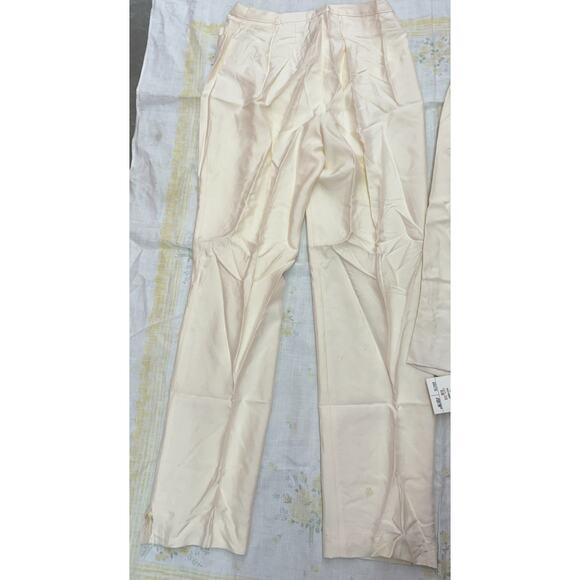 Noviello Bloom Silk 2‑Piece Pant Suit Size 8 Ivory Blush Made in USA Womens - Picture 10 of 16